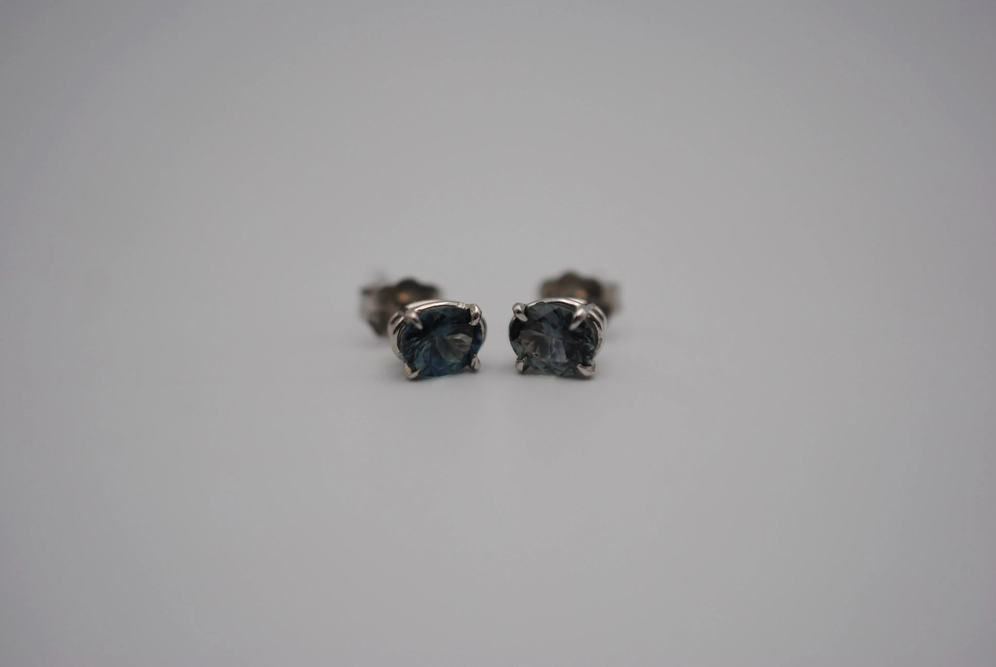 Oval Montana Sapphire White Gold Stud Earrings
