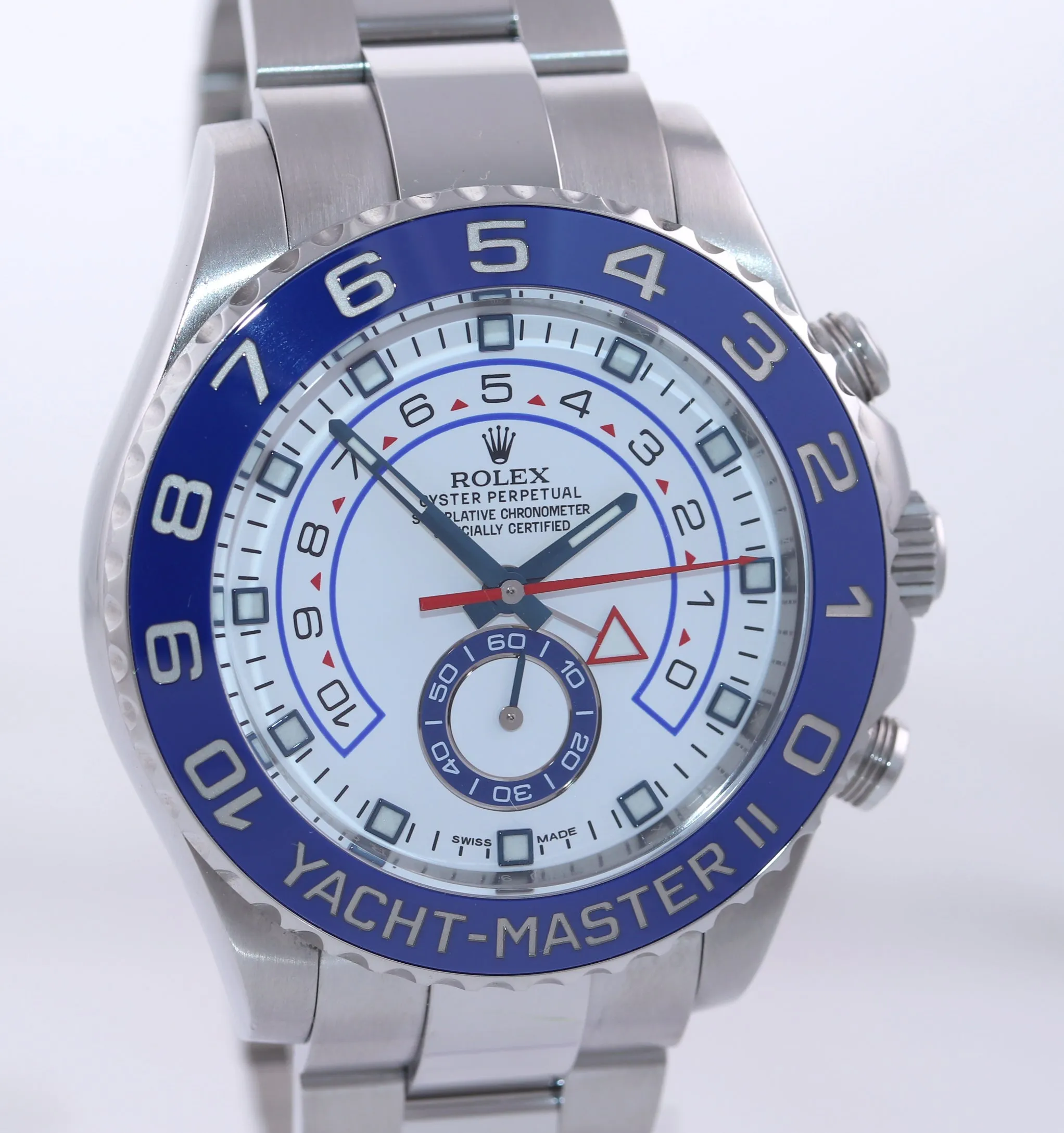 PAPERS 2017 Rolex Yacht-Master II 44mm Steel White Blue Ceramic 116680 Watch Box