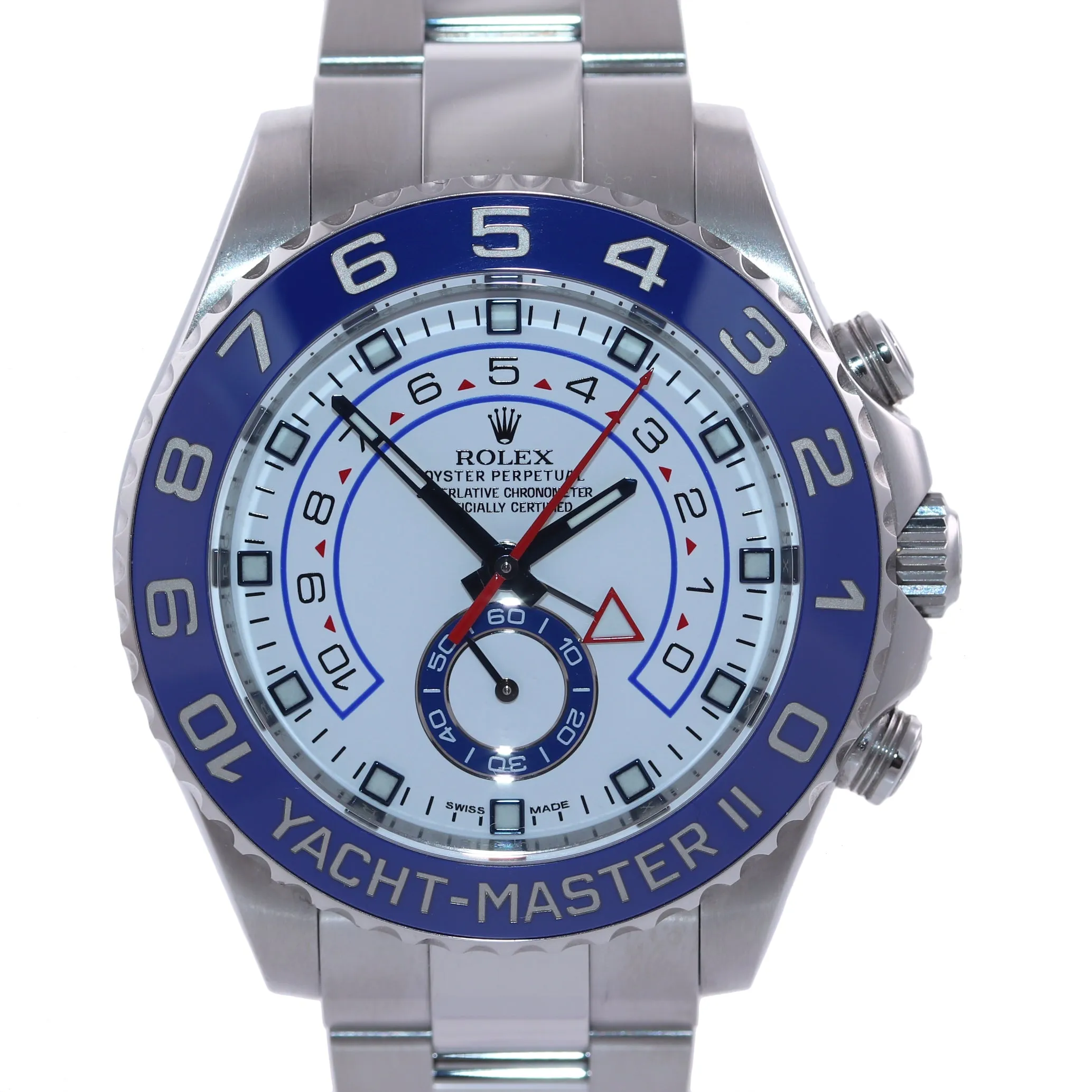 PAPERS 2017 Rolex Yacht-Master II 44mm Steel White Blue Ceramic 116680 Watch Box