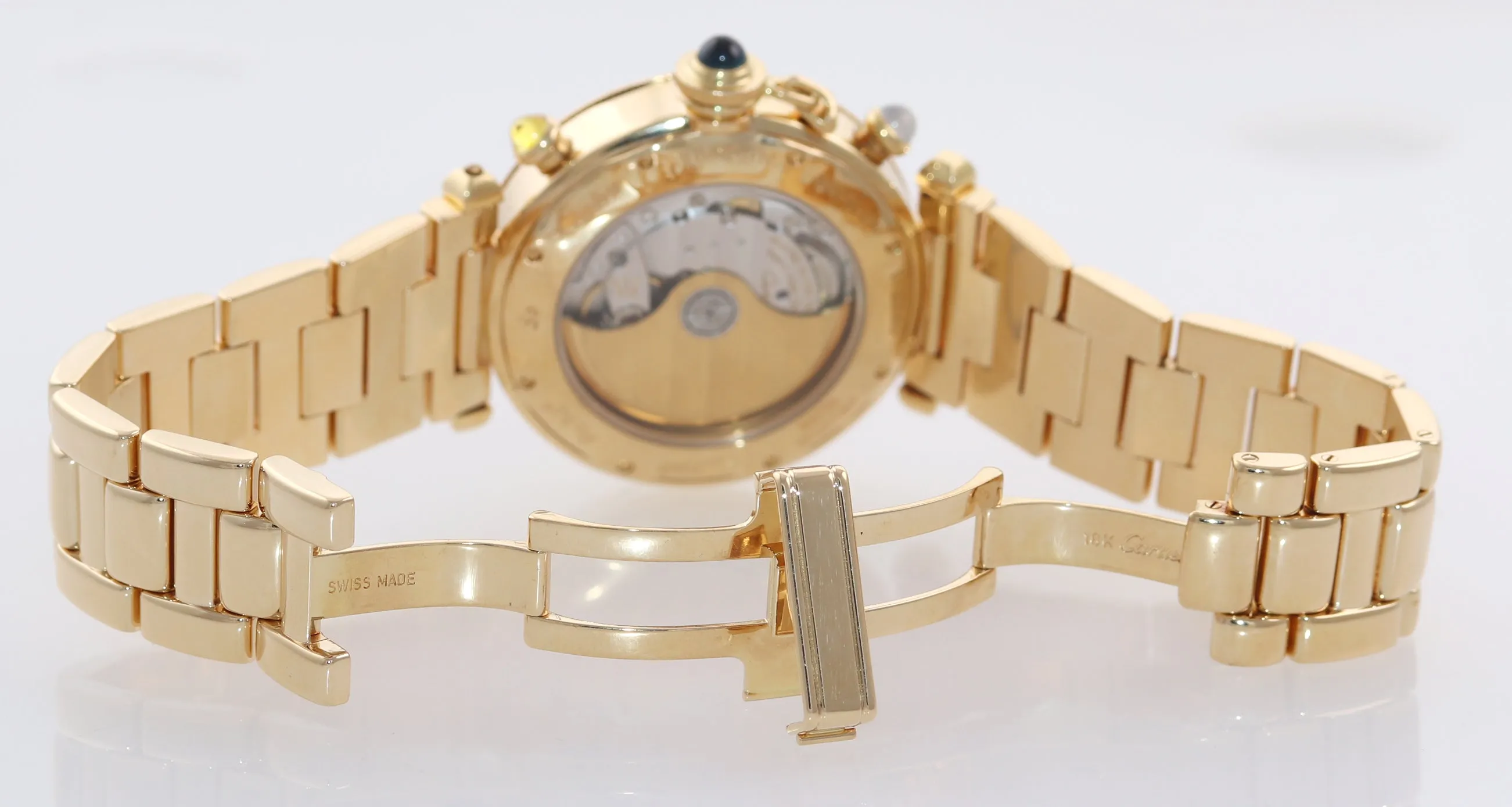 PAPERS Cartier Pasha 39mm 18K Yellow Gold Three Time Zone Automatic 0925 Watch