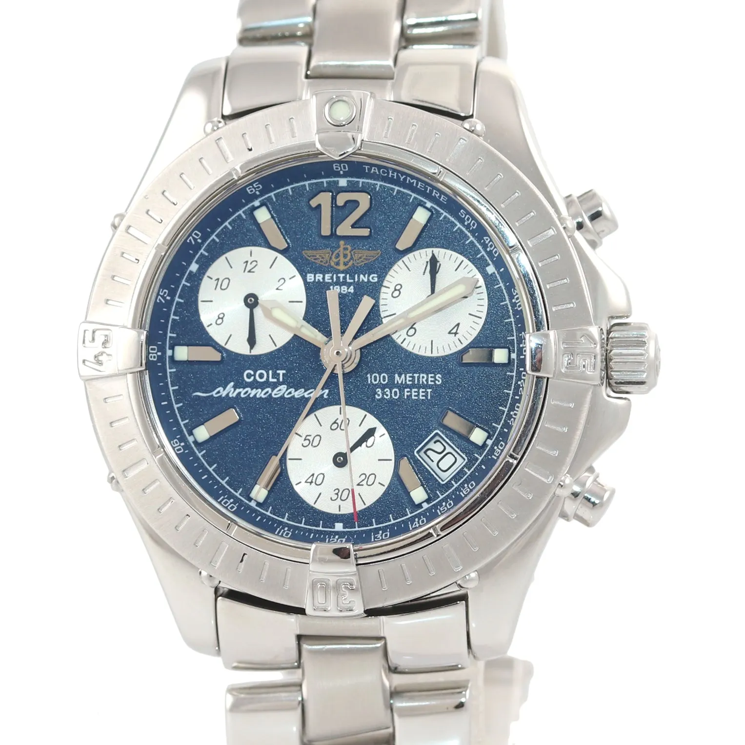 PAPERS MINT Breitling Colt Ocean Chronograph A53350 Quartz Steel 38mm Blue Watch