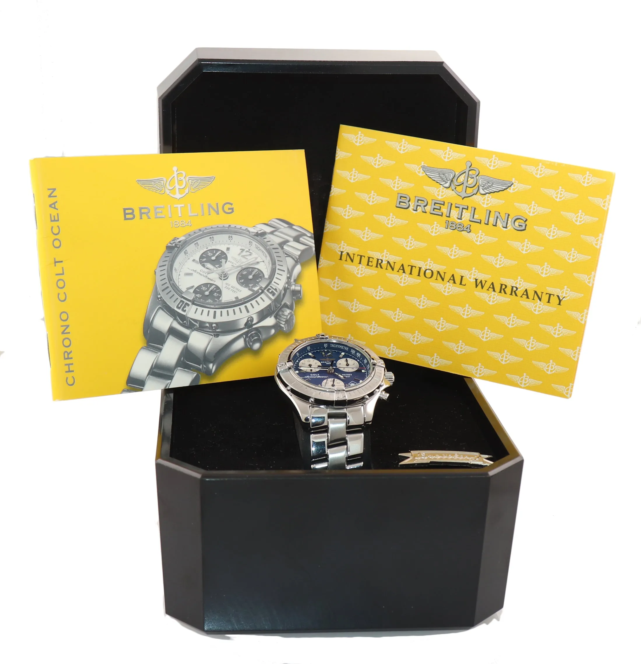 PAPERS MINT Breitling Colt Ocean Chronograph A53350 Quartz Steel 38mm Blue Watch