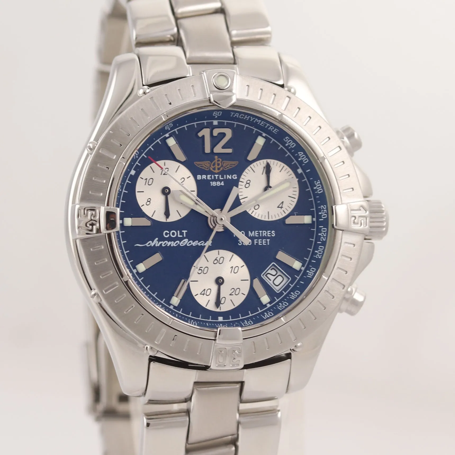 PAPERS MINT Breitling Colt Ocean Chronograph A53350 Quartz Steel 38mm Blue Watch