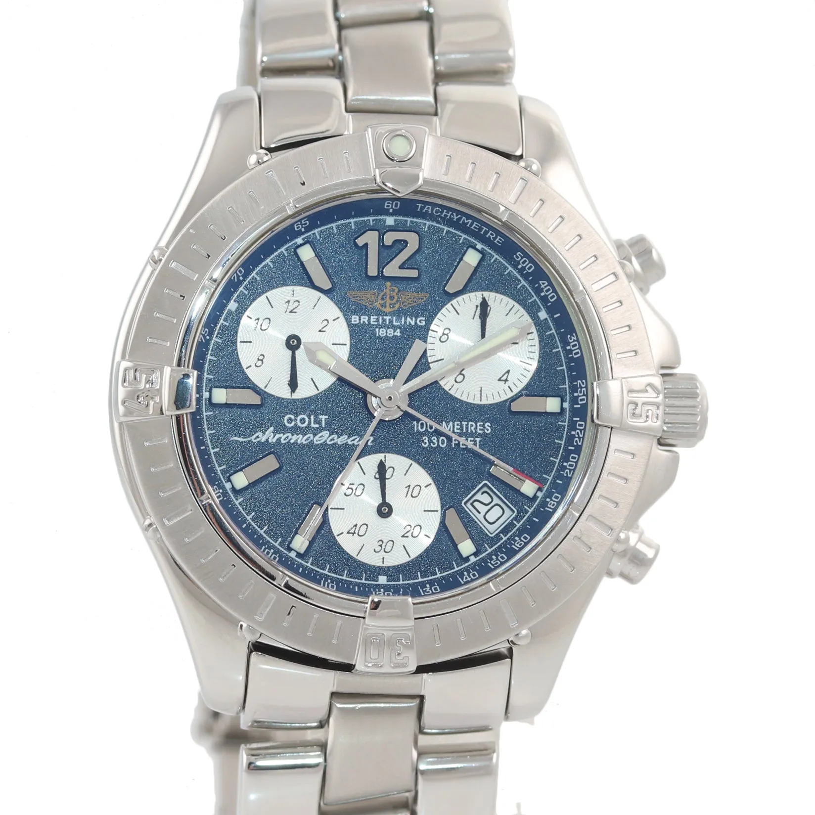 PAPERS MINT Breitling Colt Ocean Chronograph A53350 Quartz Steel 38mm Blue Watch