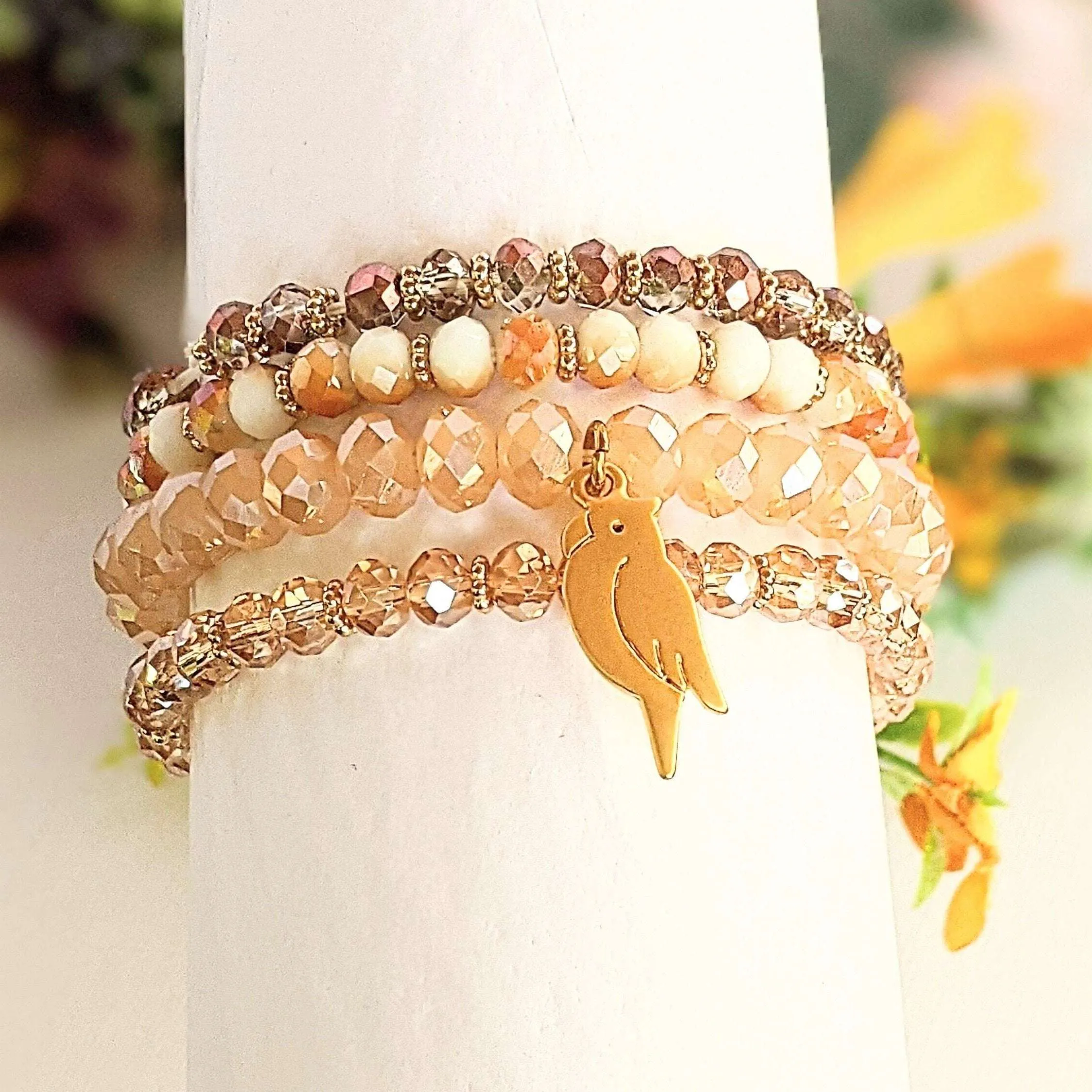 Parrot Champagne Stretch Bracelet Stack