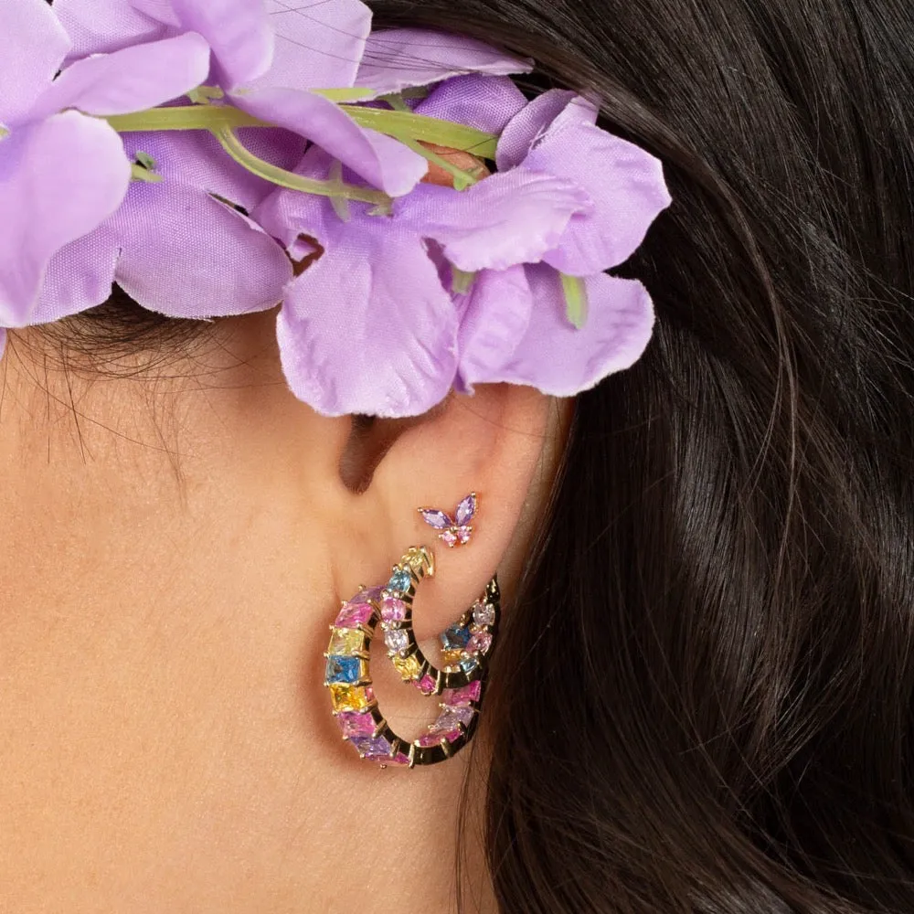 Pastel Crystal Butterfly Stud Earring