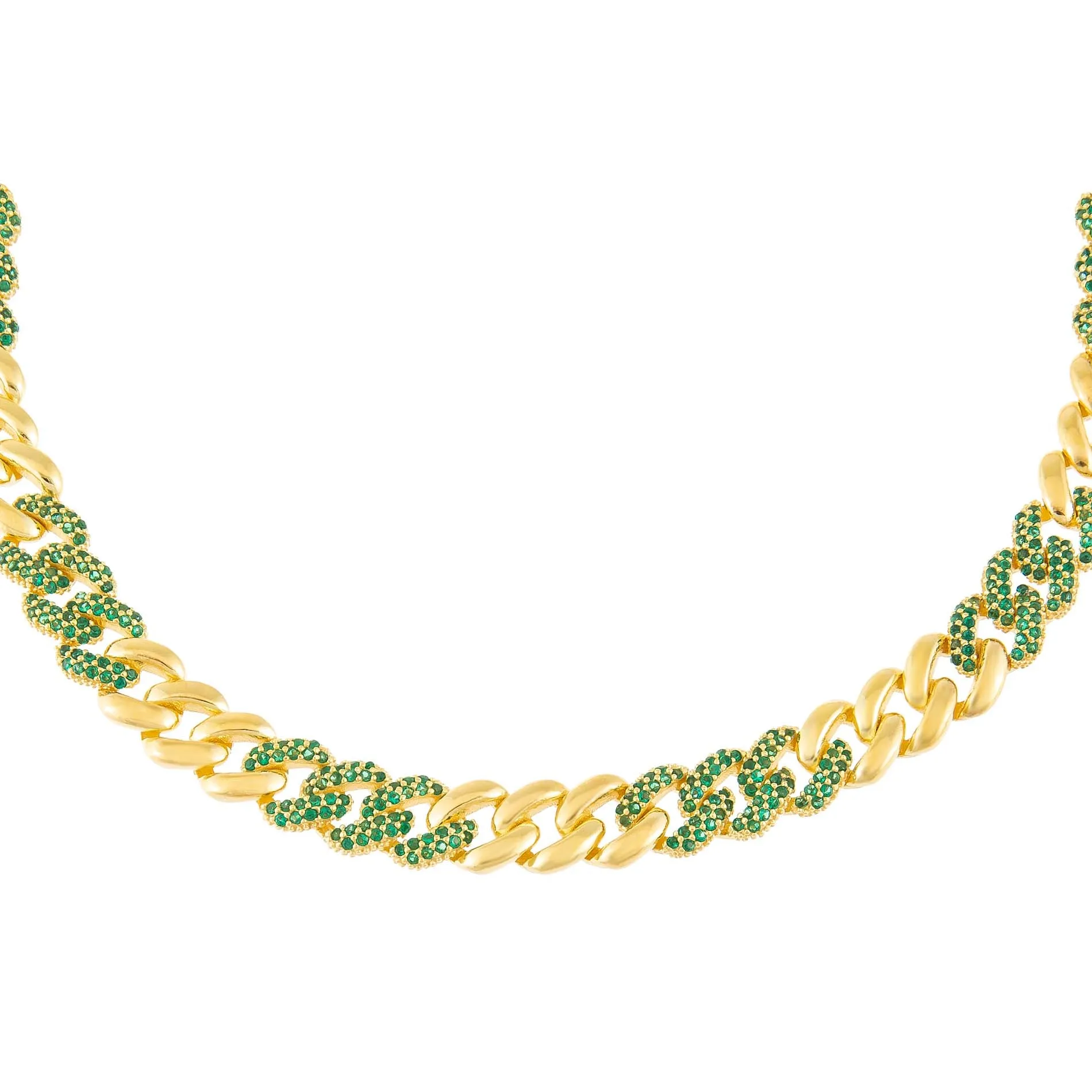 Pavé Emerald Green Chain Link Choker