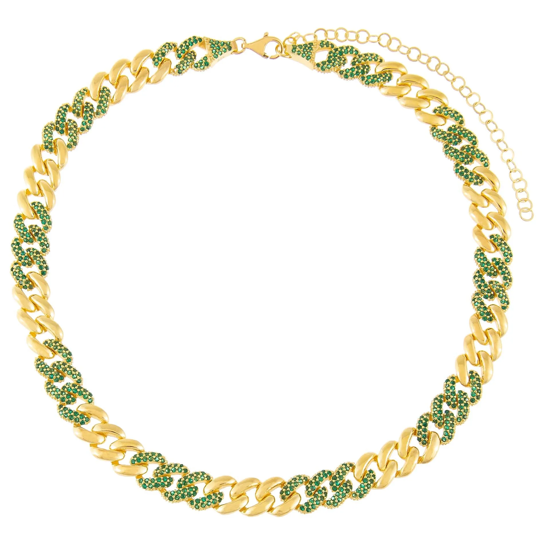 Pavé Emerald Green Chain Link Choker