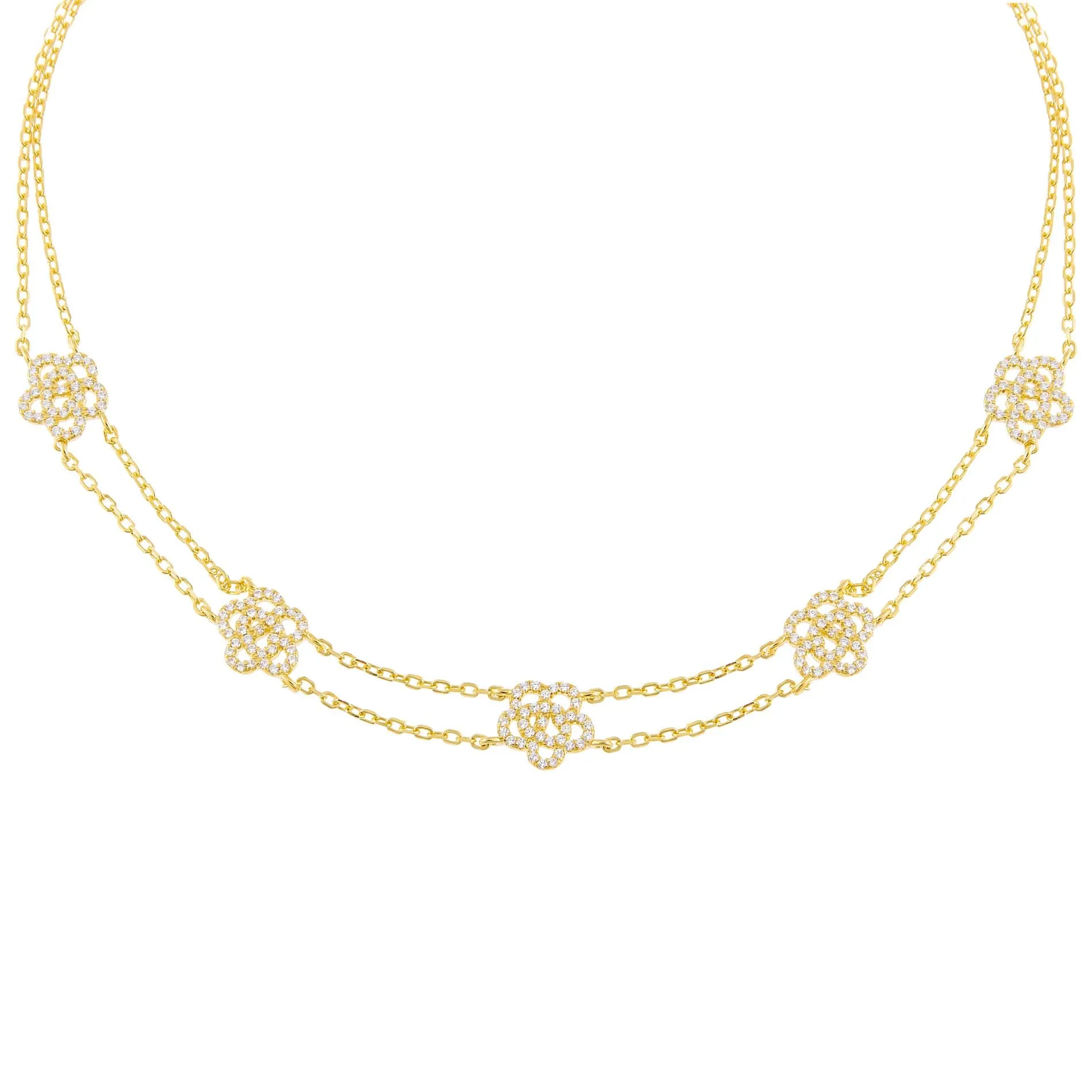 Pavé Multi Rose Double Chain Choker