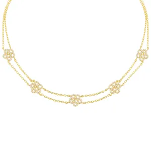 Pavé Multi Rose Double Chain Choker