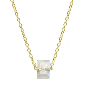 Pavé Wrapped Baguette Gemstone Pendant Necklace