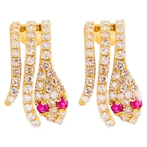 Pave Diamond Snake Stud Earrings
