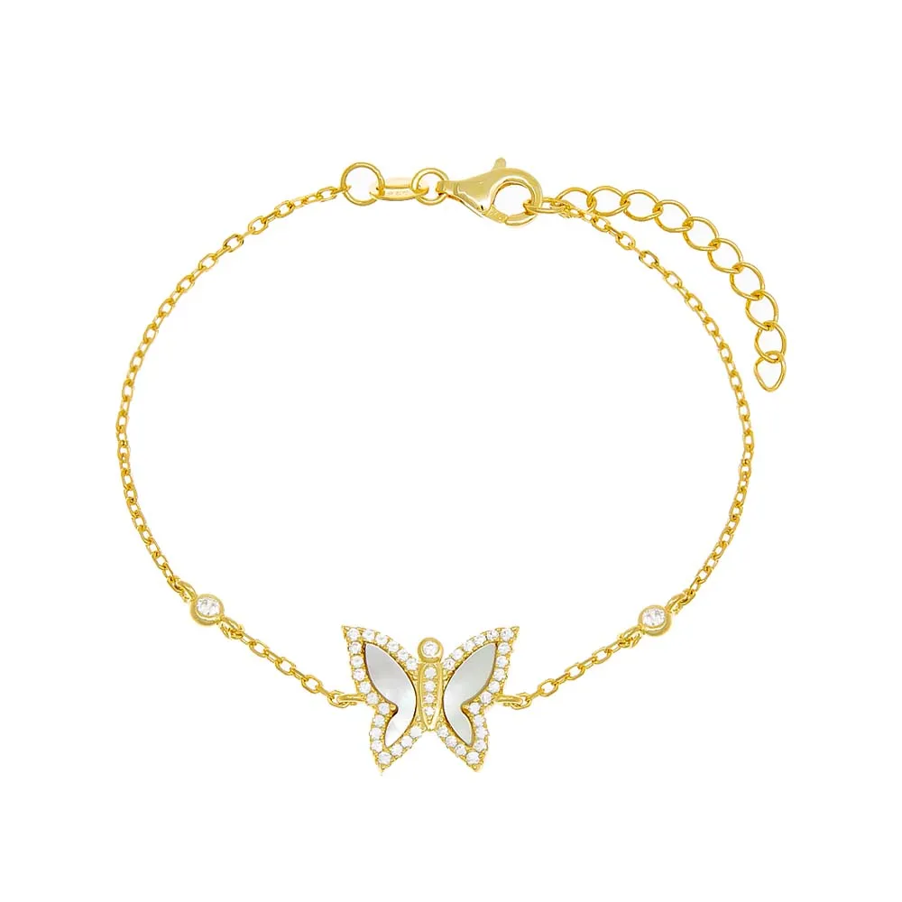 Pave Outline Butterfly Bezel Bracelet