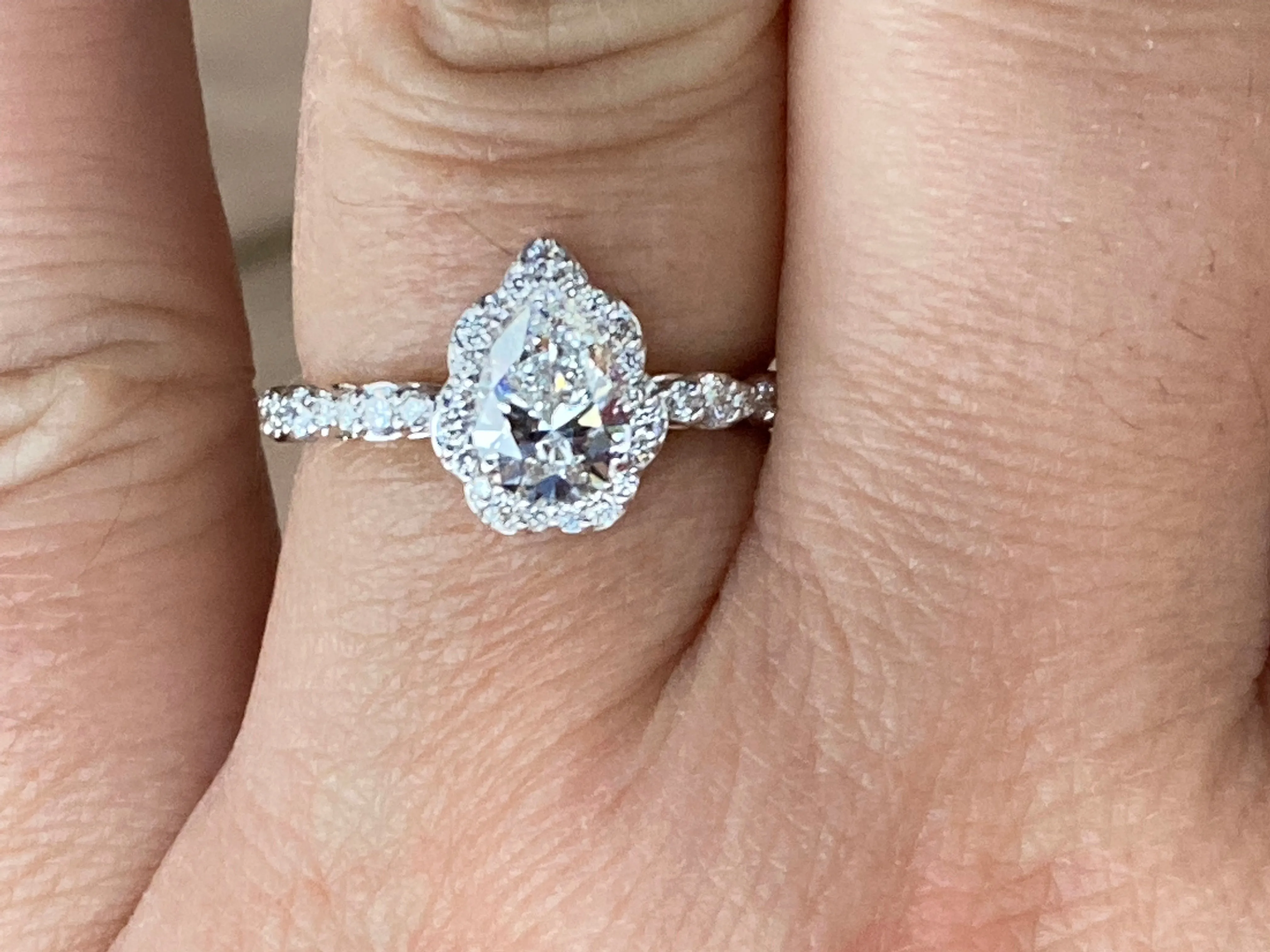 Pear Shaped Diamond Engagement  Ring
