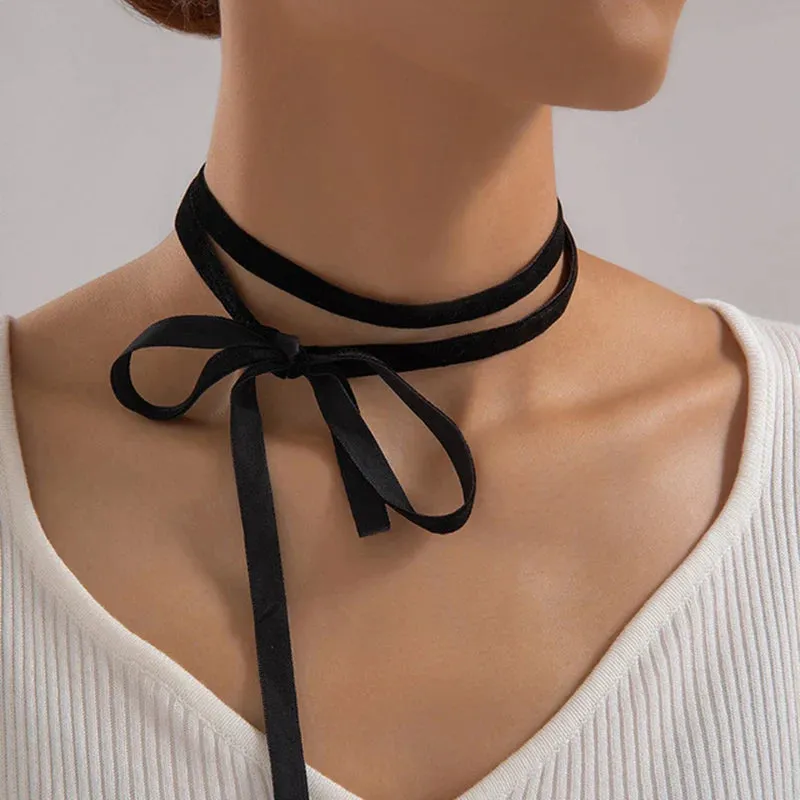 Pearl Stone Choker Necklace Elegant Trend Lace up Rope Clavicle Chain for Women