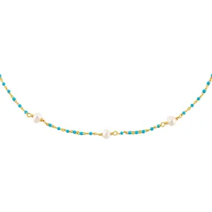 Pearl X Enamel Beads Choker
