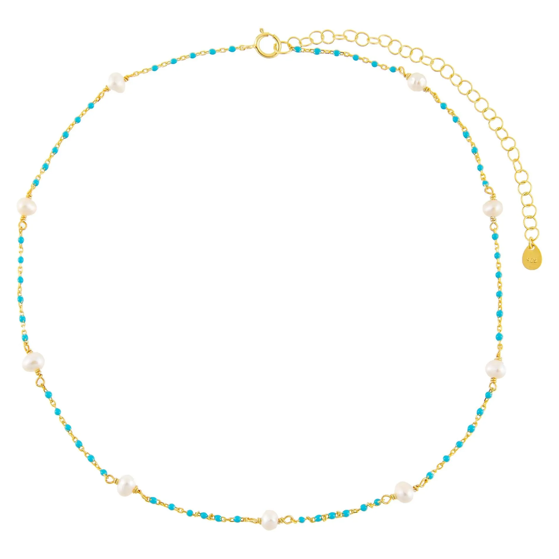 Pearl X Enamel Beads Choker