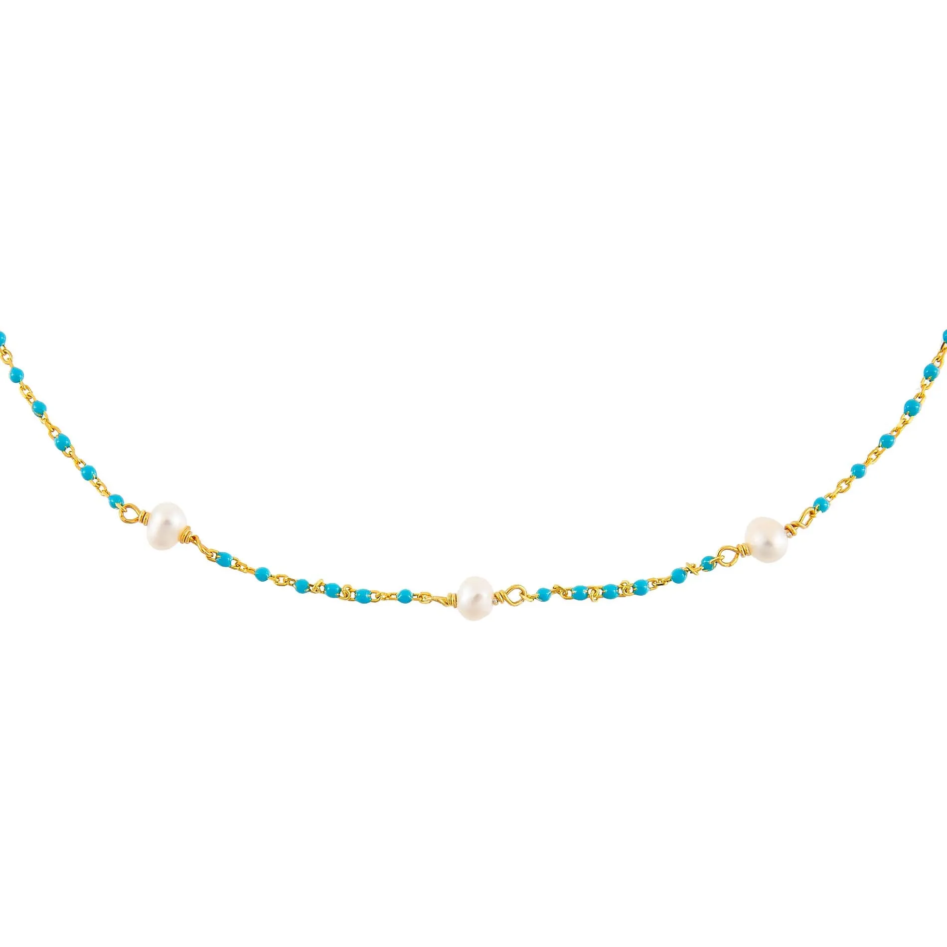 Pearl X Enamel Beads Choker