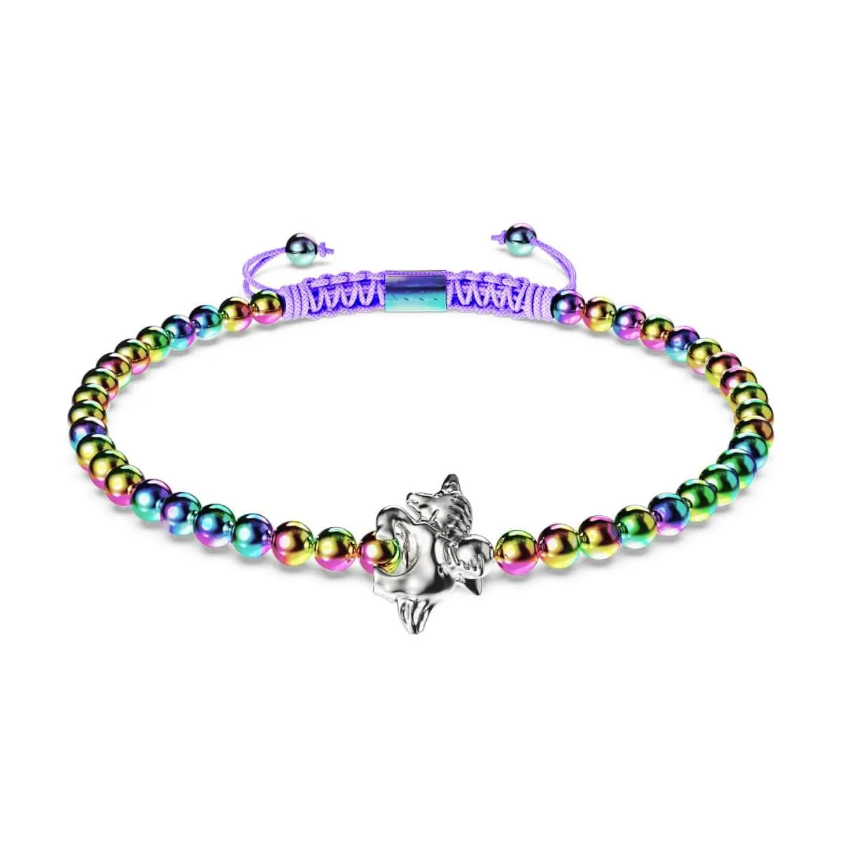 Pegasus | Unicorn Silver | Winged Unicorn Macrame Charm Bracelet
