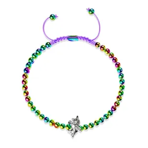 Pegasus | Unicorn Silver | Winged Unicorn Macrame Charm Bracelet