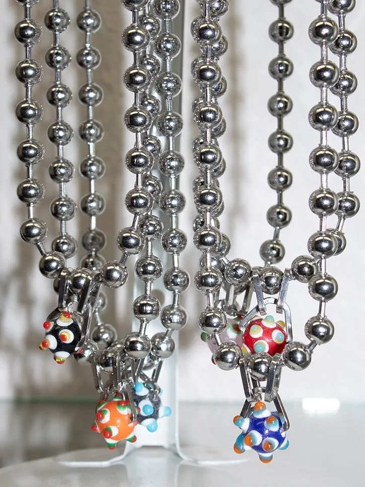 Perfume Studio Baby Punk Steel Necklace, Black Bead, 17"