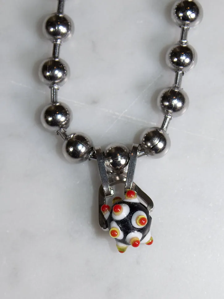 Perfume Studio Baby Punk Steel Necklace, Black Bead, 17"