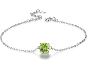 Peridot Bracelet | 925 Sterling Silver Link Chain |