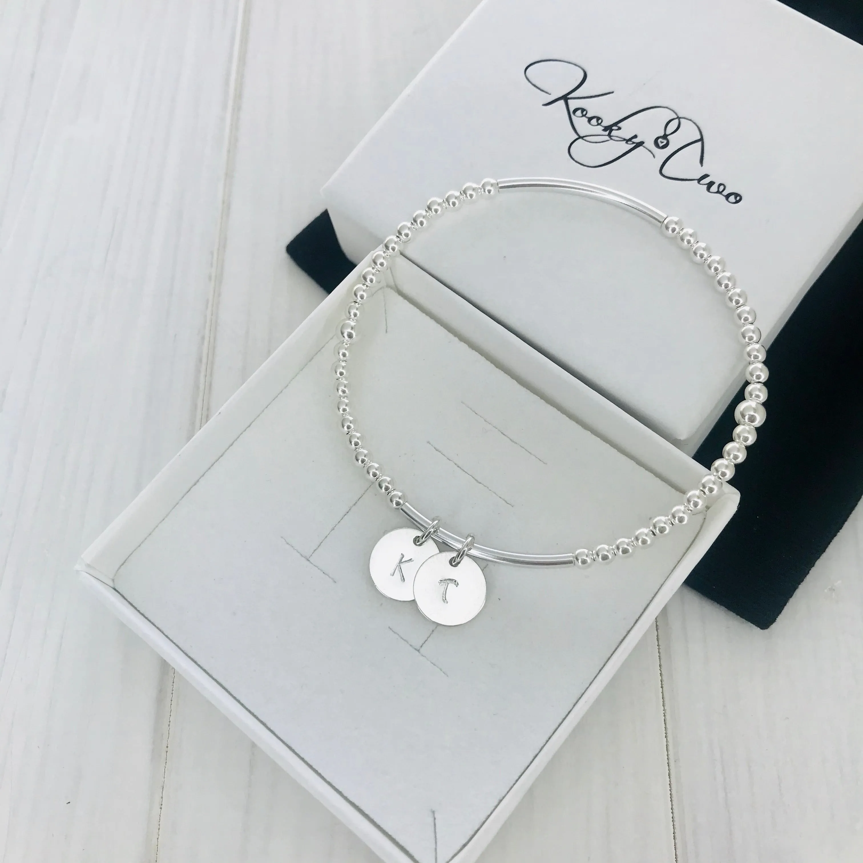 Personalised Silver Initial Disc Bracelet