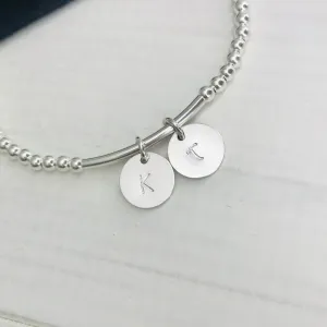 Personalised Silver Initial Disc Bracelet