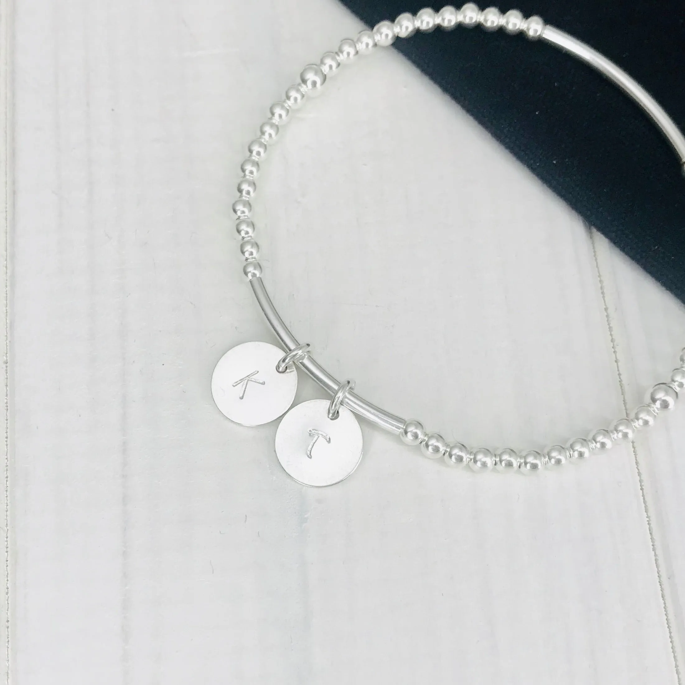 Personalised Silver Initial Disc Bracelet