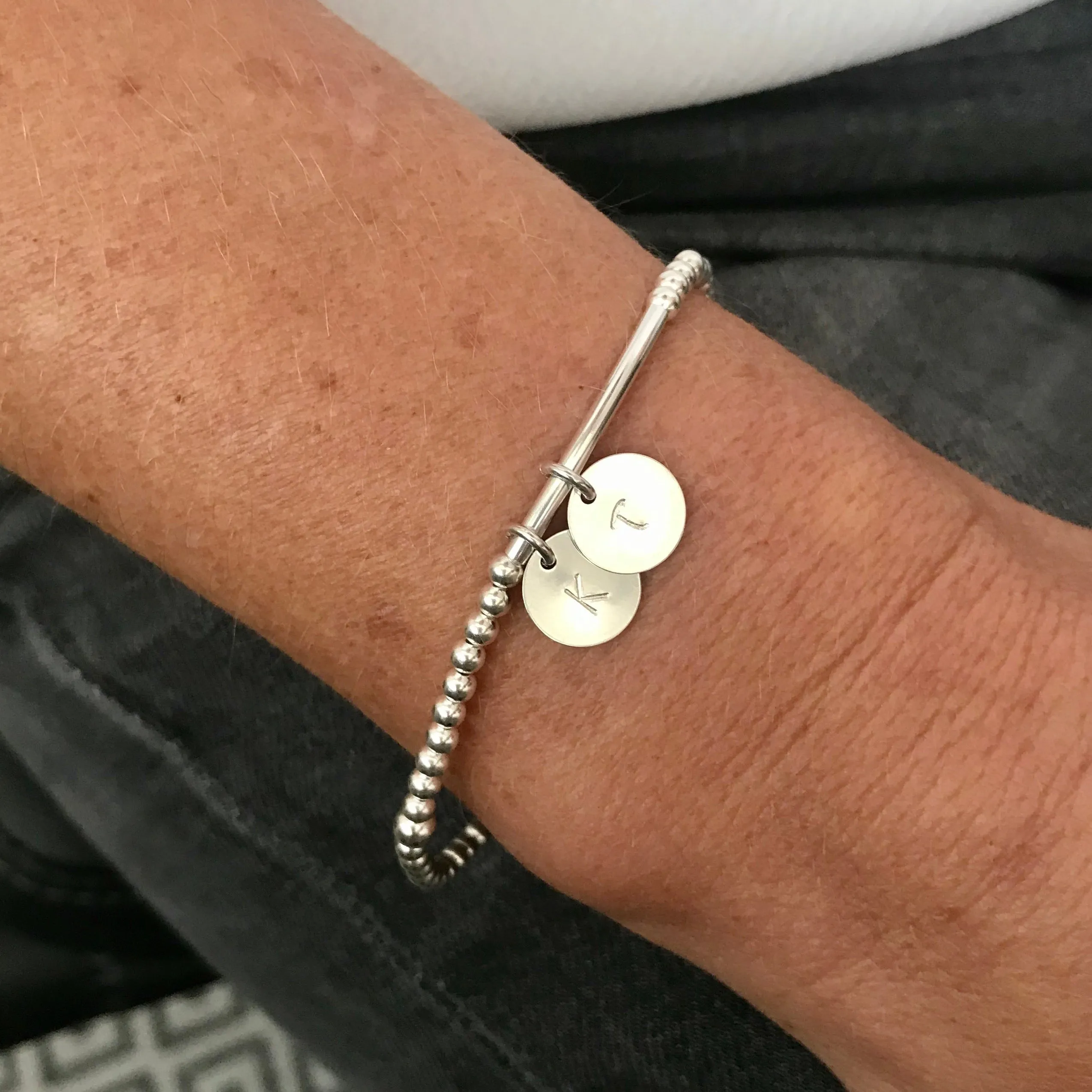 Personalised Silver Initial Disc Bracelet
