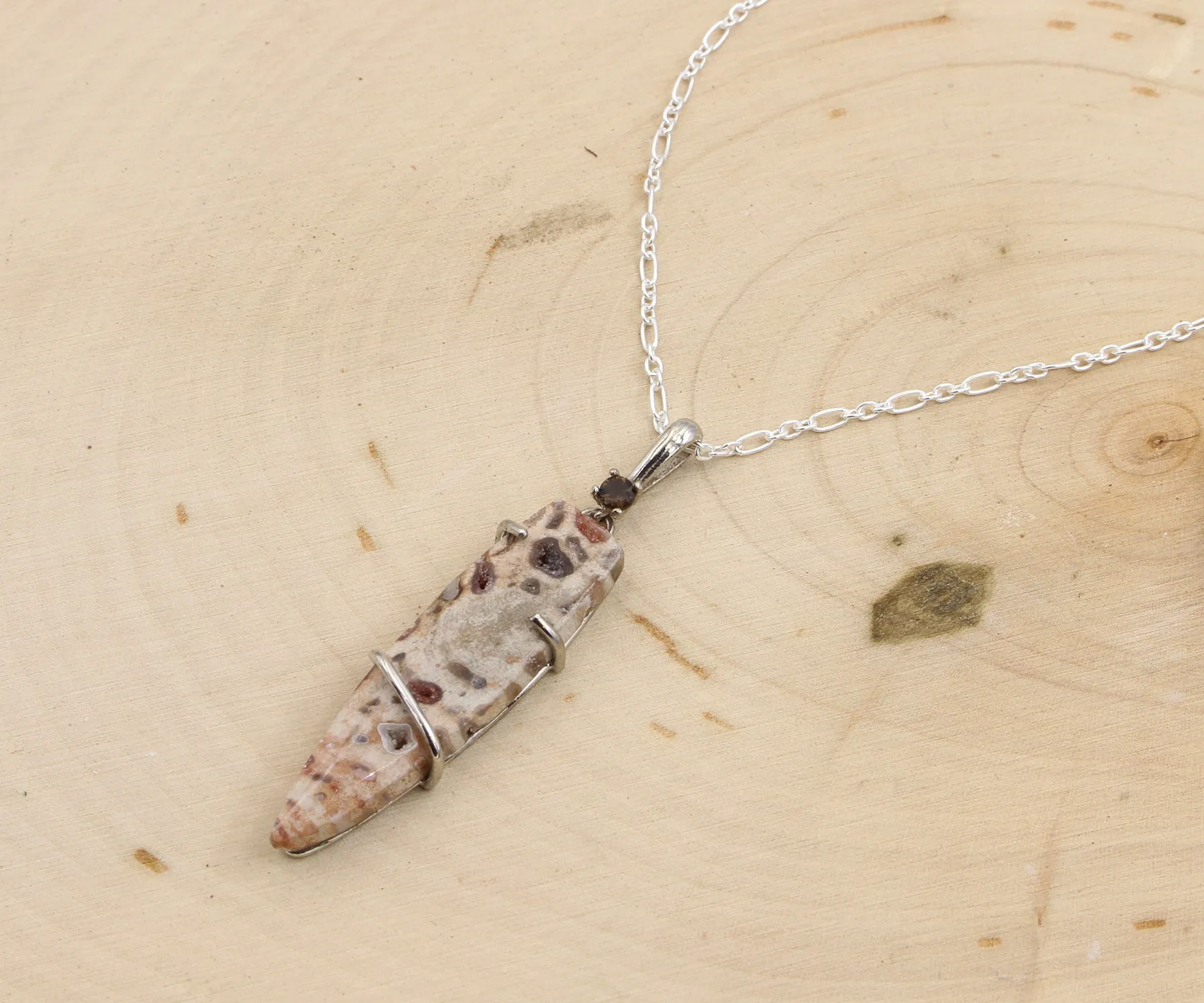 Petrified Wood Small Dagger Druzy Necklace