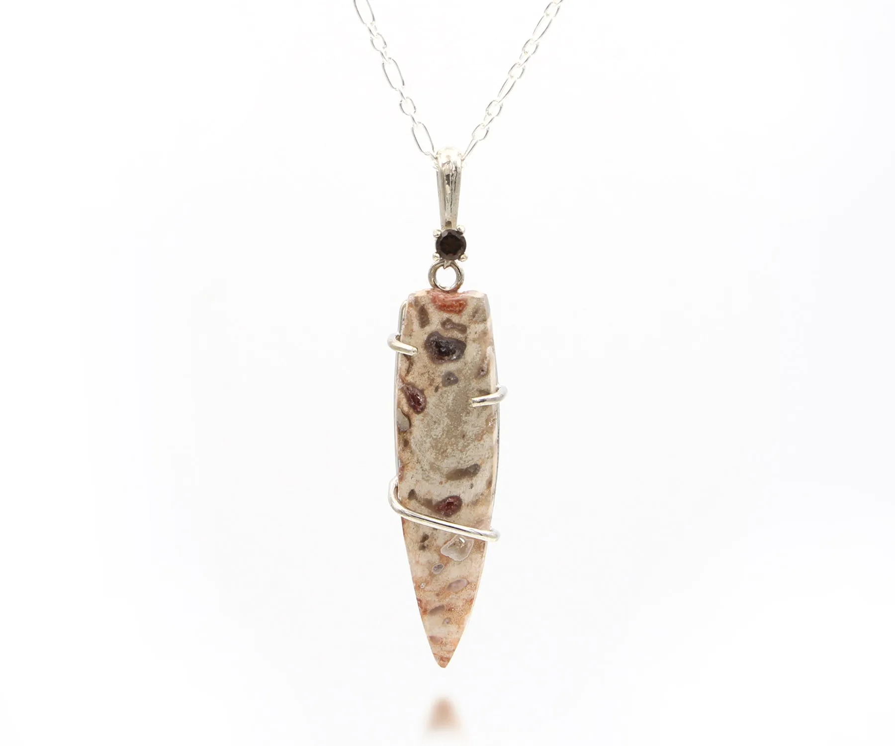 Petrified Wood Small Dagger Druzy Necklace
