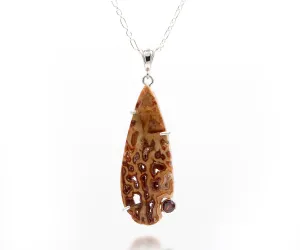 Petrified Wood Teardrop Druzy Necklace