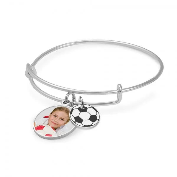 Photo Charm Expandable Bracelet with Soccer Charm Jewelry