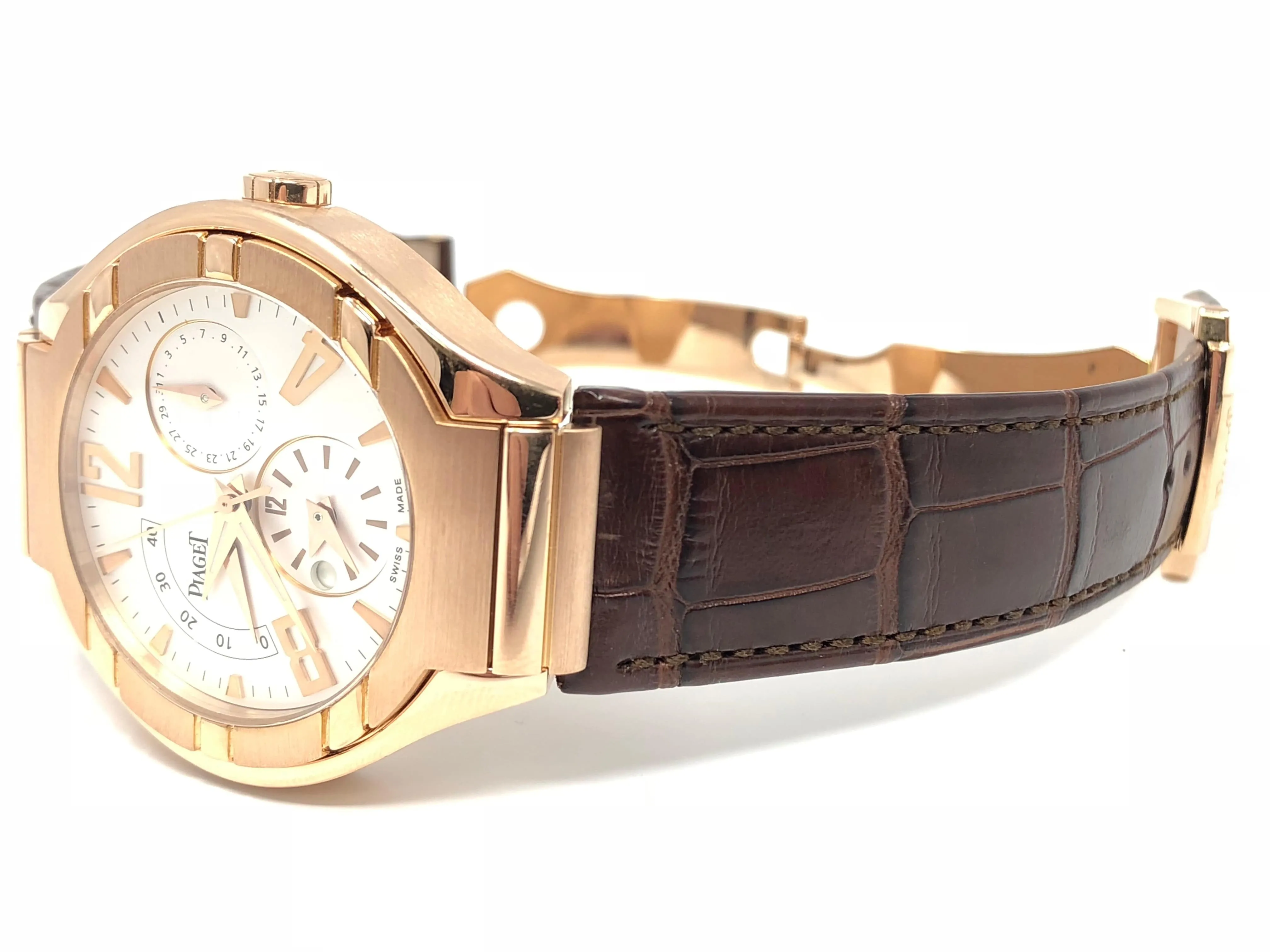 Piaget Polo GMT Power Reserve Date Brown Alligator Strap GOA30028 - Pre-Owned