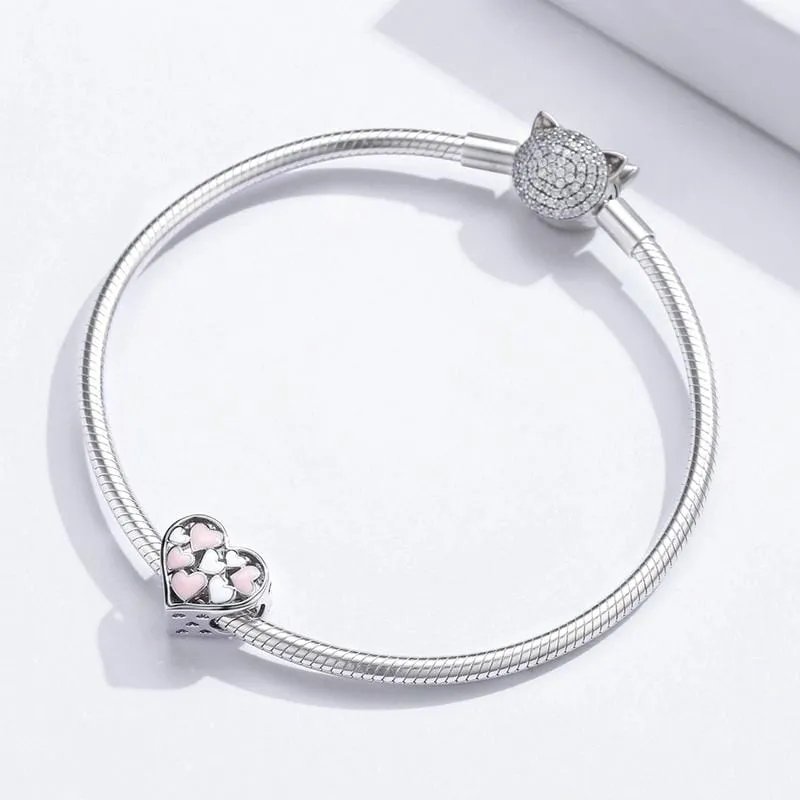 Pink & White Hearts Charm