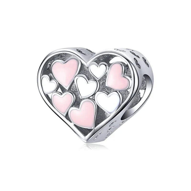 Pink & White Hearts Charm