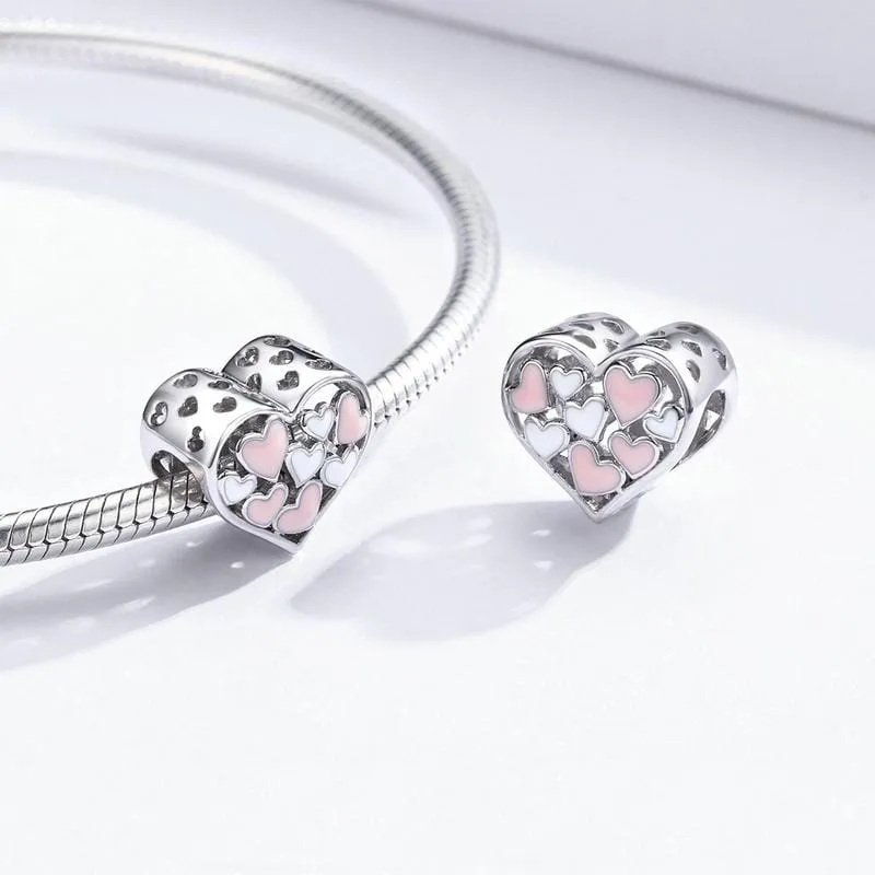 Pink & White Hearts Charm