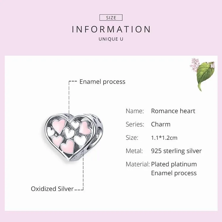 Pink & White Hearts Charm