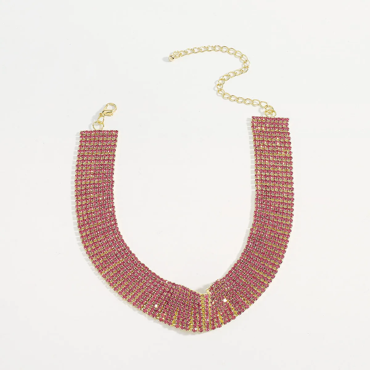 Pink Cubic Zirconia & 18K Gold-Plated Layered Choker