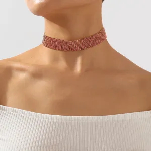 Pink Cubic Zirconia & 18K Gold-Plated Layered Choker