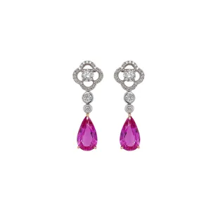 Pink Sapphire & Diamond Drop Earring