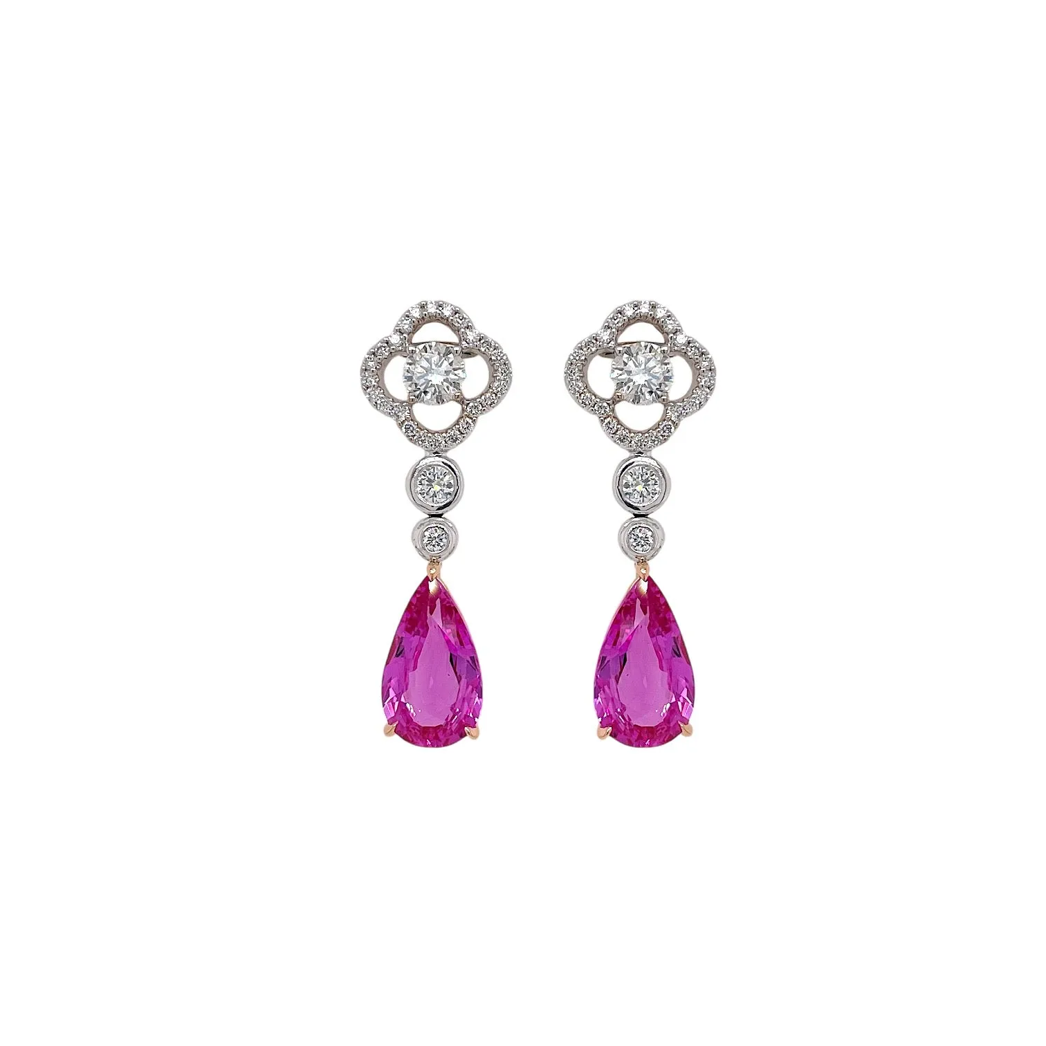 Pink Sapphire & Diamond Drop Earring
