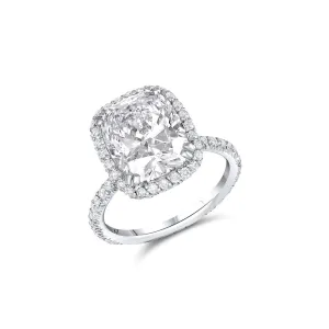 Platinum 5ct Cushion Cut Diamond Ring