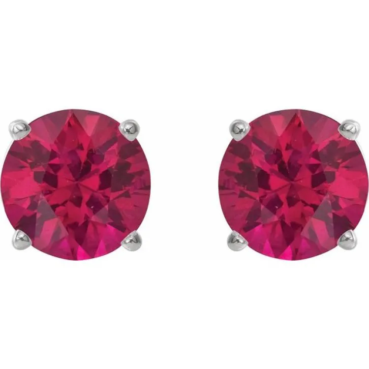 Platinum 6 mm Lab-Grown Ruby Stud Earrings