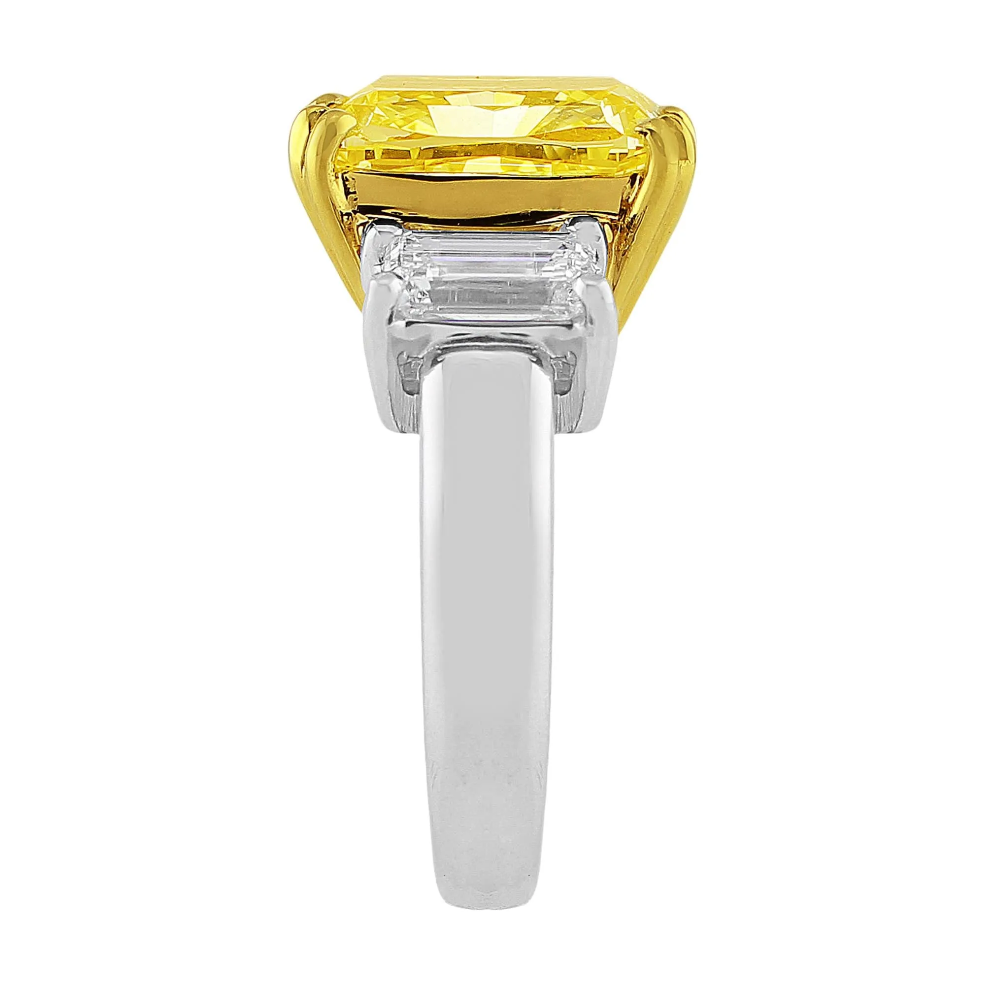 Platinum 6ct Fancy Intense Yellow Diamond Ring