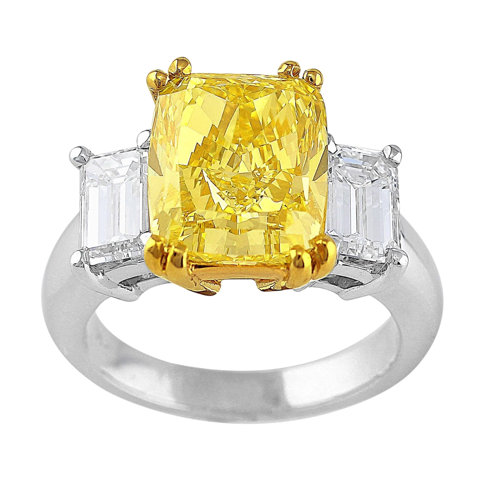 Platinum 6ct Fancy Intense Yellow Diamond Ring