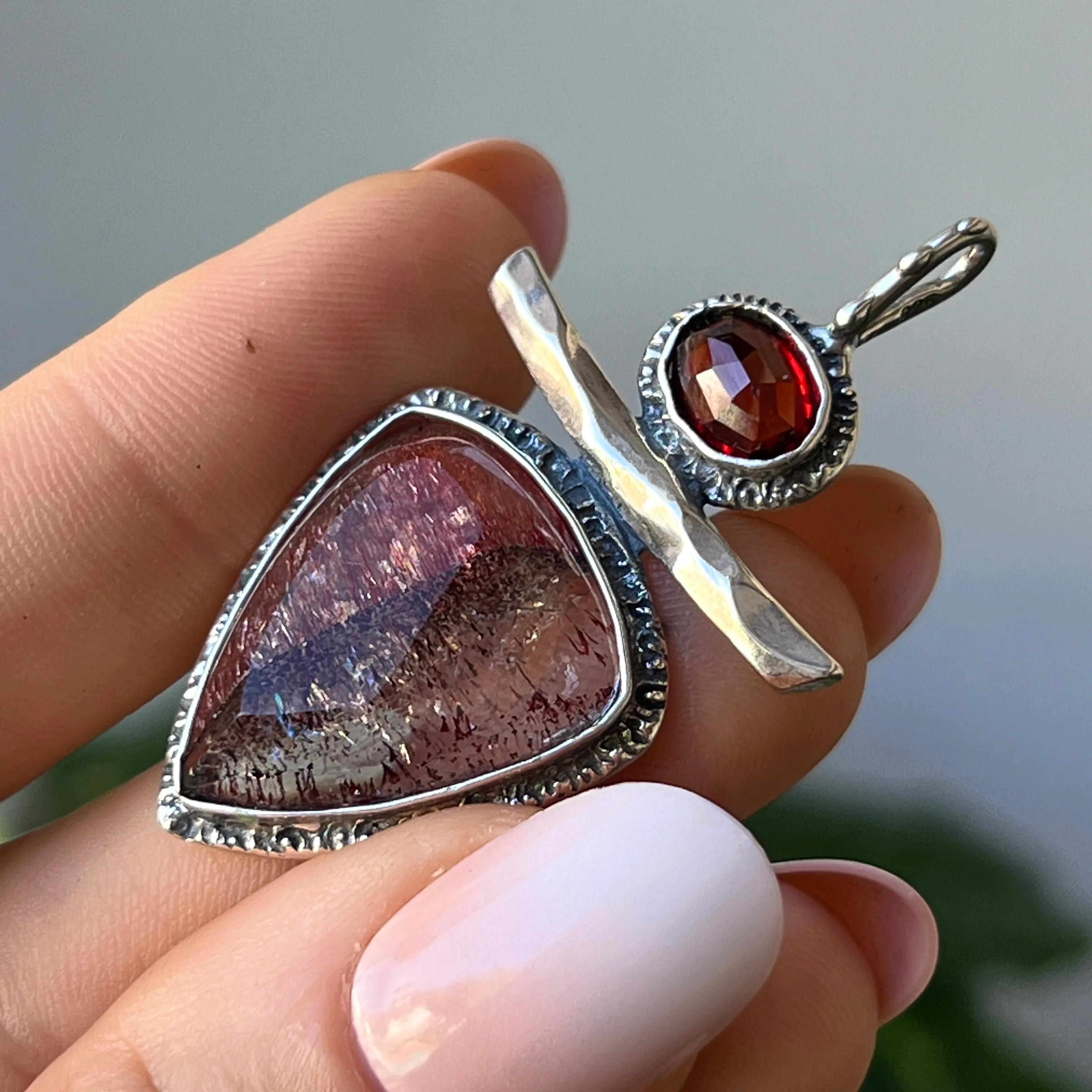 PRE-ORDER FOR KOLBY- Super Seven & Garnet Pendant