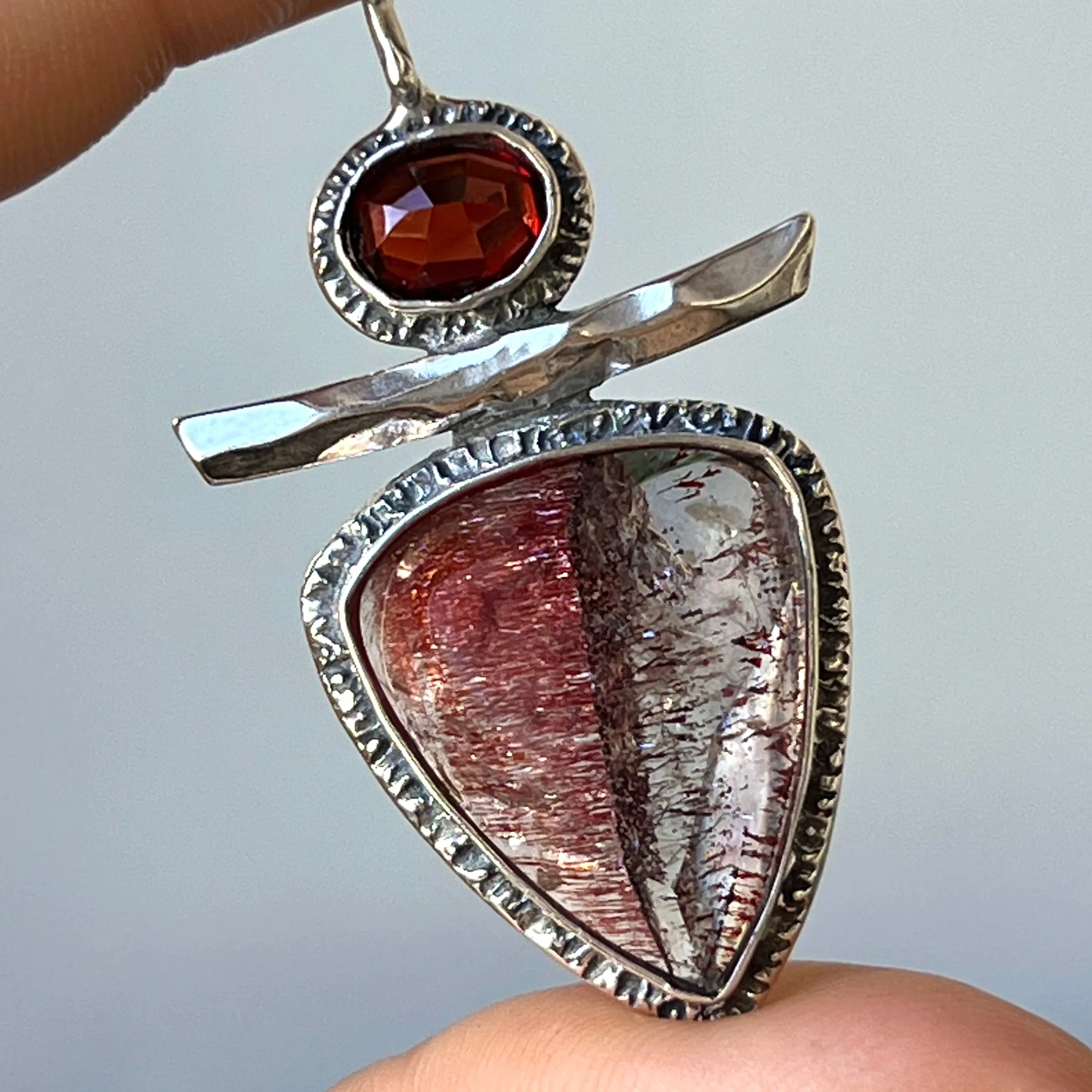 PRE-ORDER FOR KOLBY- Super Seven & Garnet Pendant